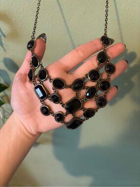 Black Statement Multi-Strand Necklace